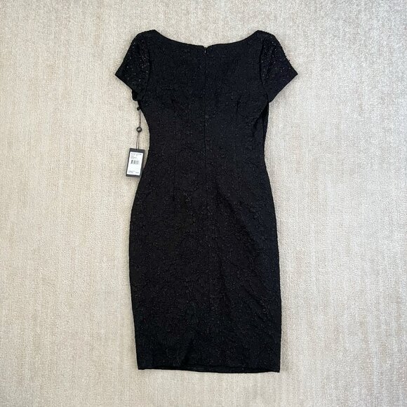 NWT Adrianna Papell Formal Evening Beaded Sequin Black Faux Wrap Midi Dress 6 Midi NWT Adrianna Papell Formal Evening Beaded Sequin Black Faux Wrap Midi Dress 6 Midi